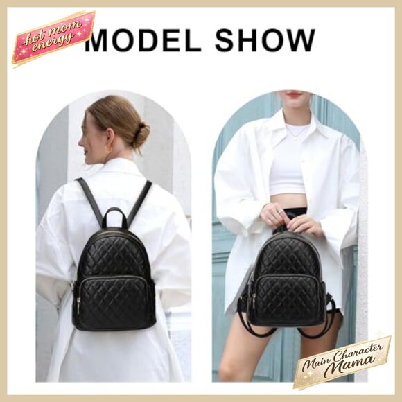 Quilted Mini Backpack PU Leather Satchel Daypack Retro Chic Casual main image 5